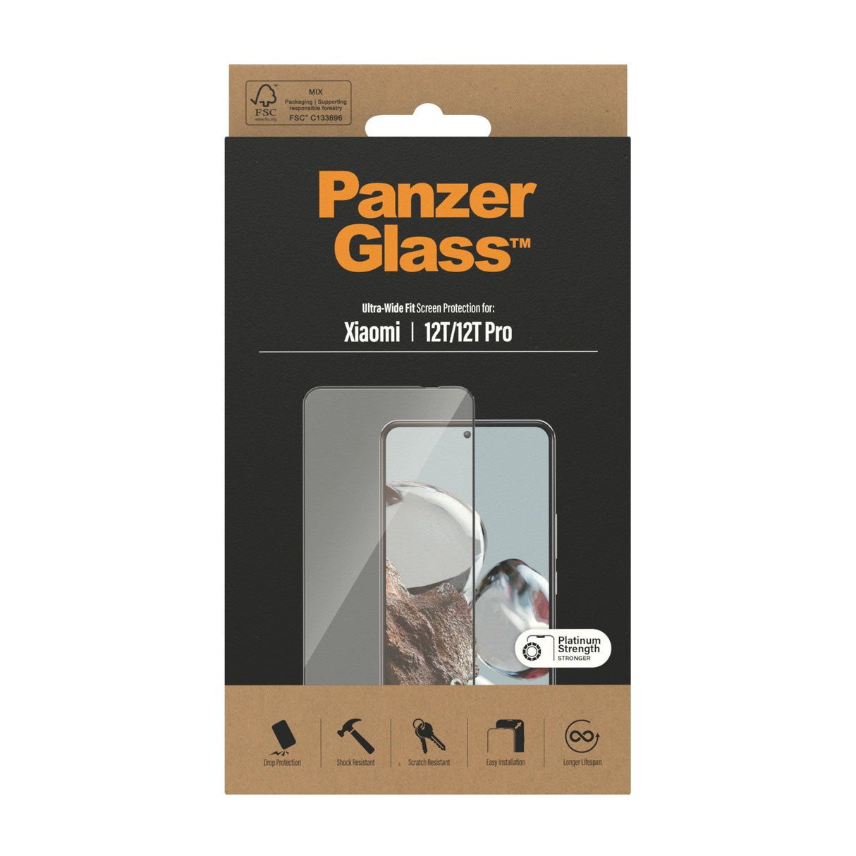 Xiaomi 12T / 12T Pro PanzerGlass Ultra Wide Fit Skærmbeskyttelsesglas - Platinum Strength - Sort Kant