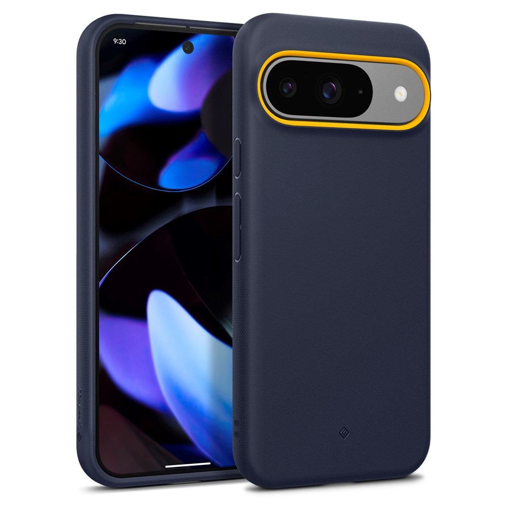 Google Pixel 9 / 9 Pro Spigen Caseology Nano Pop Fleksibelt Plast Bagside Cover - Mørkeblå / Gul