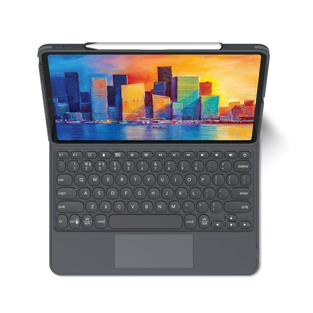 iPad Pro 12.9" (2022 / 2021 / 2020 / 2018) Zagg Pro Keys Trackpad Keyboard (Dansk Tastatur m. Cover) -  Charcoal