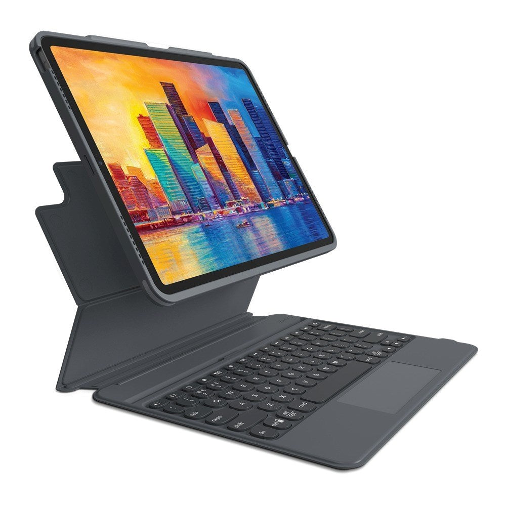 iPad Pro 12.9" (2022 / 2021 / 2020 / 2018) Zagg Pro Keys Trackpad Keyboard (Dansk Tastatur m. Cover) -  Charcoal