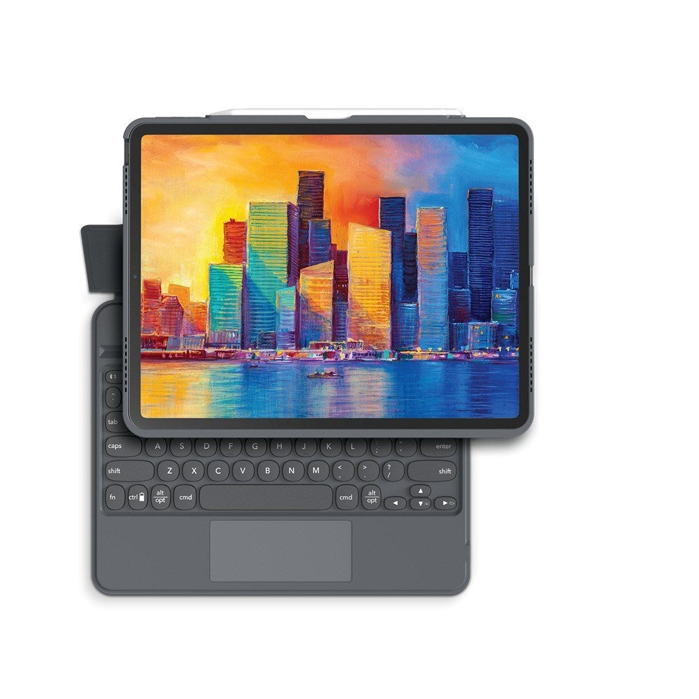 iPad Pro 12.9" (2022 / 2021 / 2020 / 2018) Zagg Pro Keys Trackpad Keyboard (Dansk Tastatur m. Cover) -  Charcoal