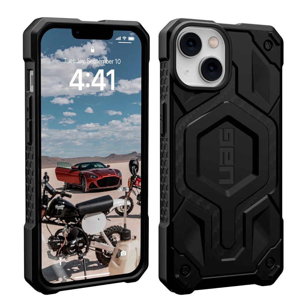 iPhone 14 / 13 UAG MONARCH Pro Series Bagside Cover - Carbon-Fiber - MagSafe Kompatibel - Sort