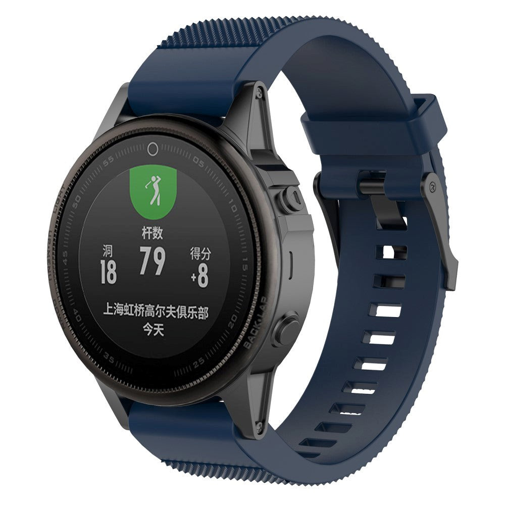 Garmin Fenix 6s & 6s Pro / 5s & 5s Plus Riflet Silikone 20mm QuickFit Rem inkl. Stifter - Mørkeblå