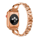 Apple Watch (38/40/SE/41/42mm) Stål Rem m. Rhinsten - Rose Gold