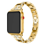 Apple Watch (38/40/SE/41/42mm) Stål Rem m. Rhinsten - Guld