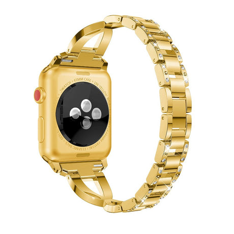 Apple Watch (38/40/SE/41/42mm) Stål Rem m. Rhinsten - Guld