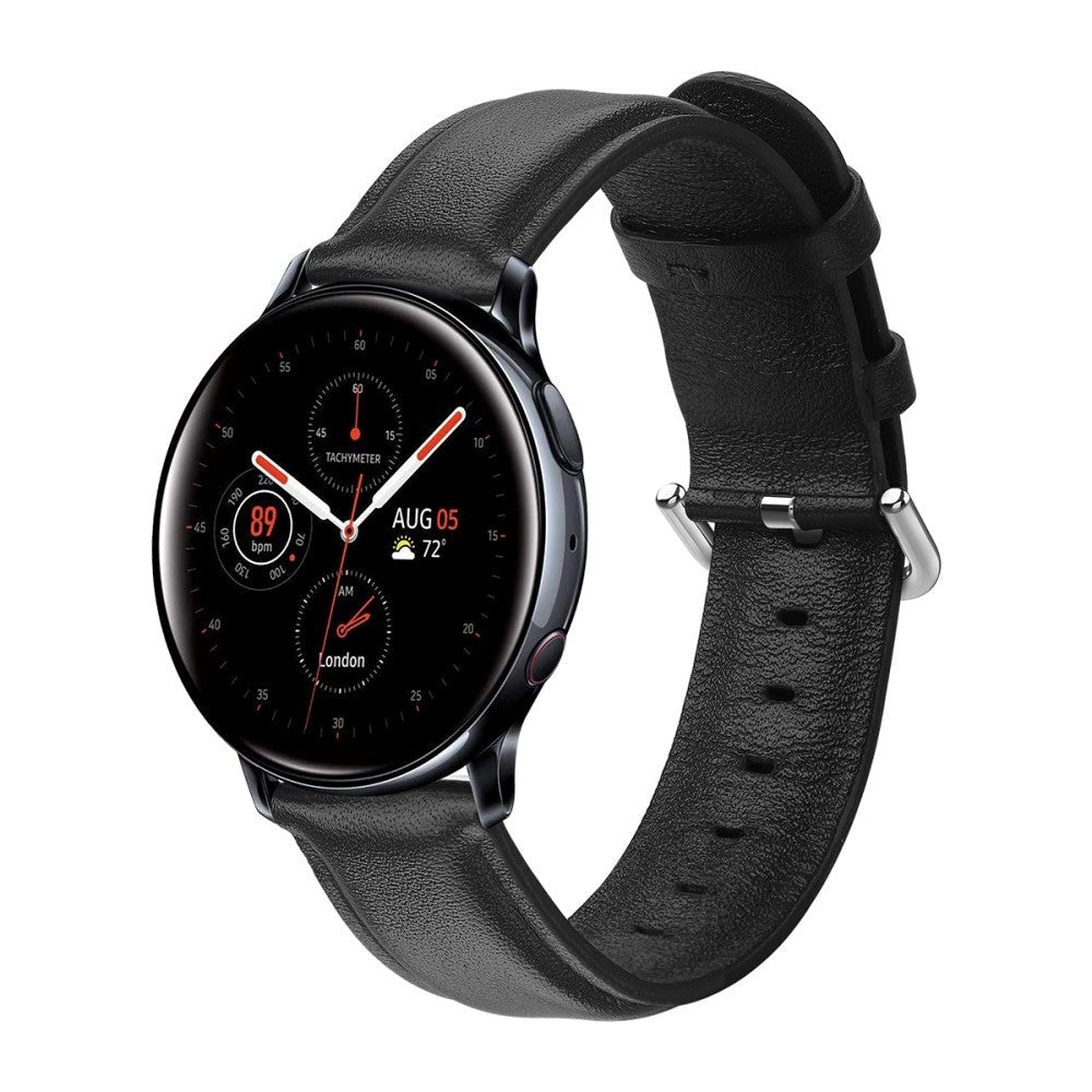 Universal Smartwatch Læder Rem (20mm) - Sort