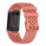 Fitbit Charge 6 / 5 Silikone Rem m. Huller - Lyserød