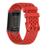 Fitbit Charge 6 / 5 Silikone Rem m. Huller - Rød