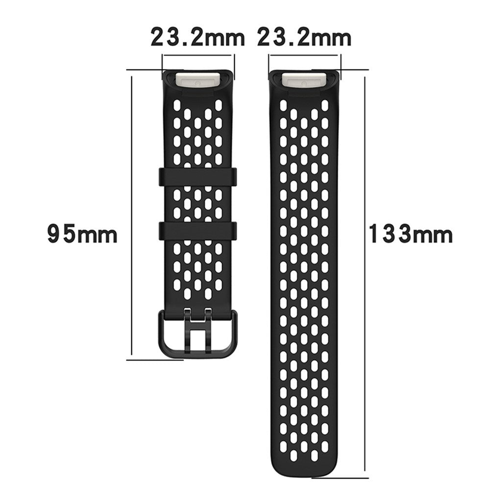 Fitbit Charge 6 / 5 Silikone Rem m. Huller - Rød