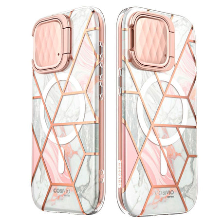 iPhone 15 Pro i-Blason Cosmo Marble Bagside Cover m. Skærmbeskyttelse - MagSafe Kompatibel - Pink