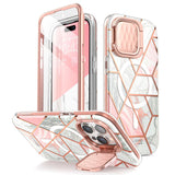 iPhone 15 Pro i-Blason Cosmo Marble Bagside Cover m. Skærmbeskyttelse - MagSafe Kompatibel - Pink