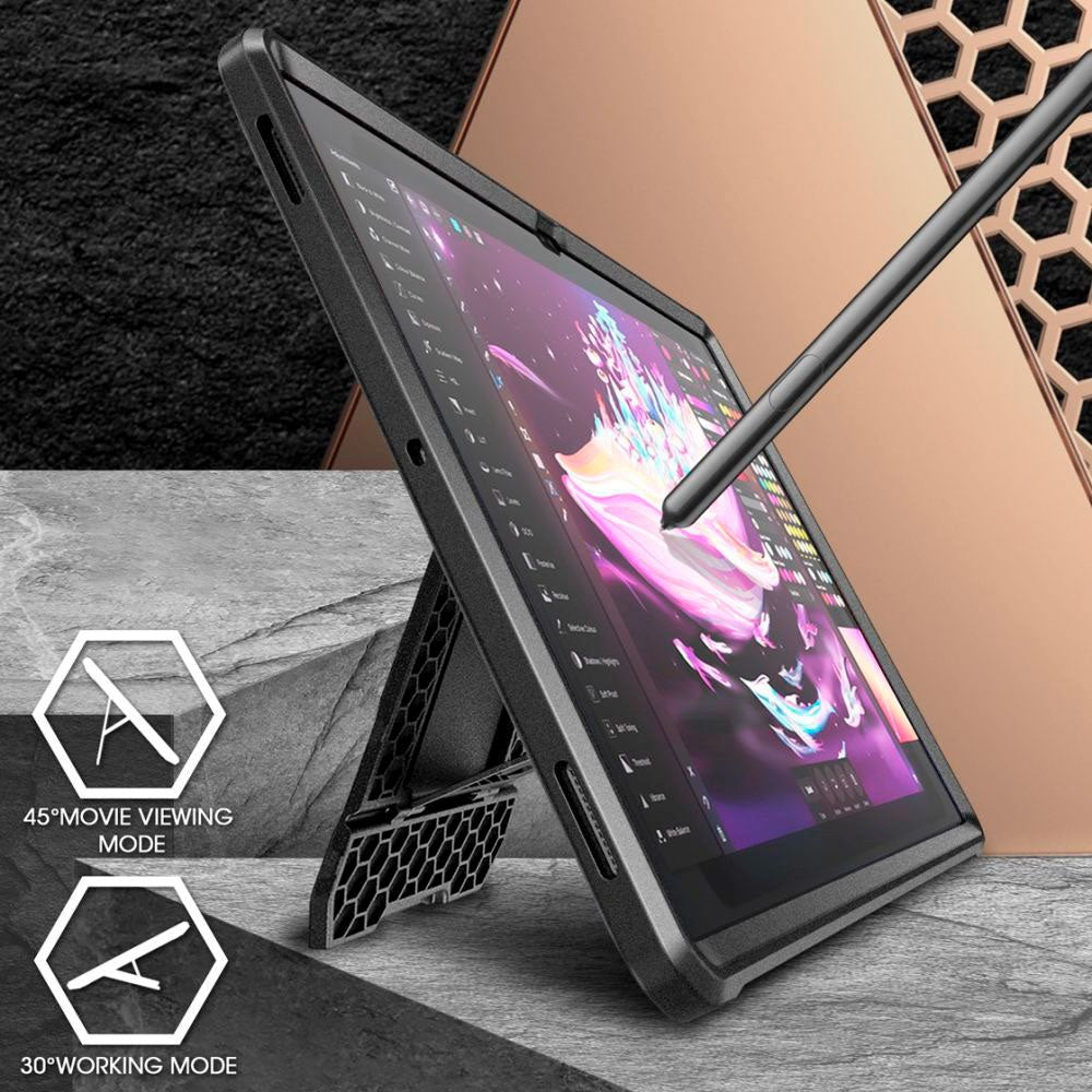 Supcase Samsung Galaxy Tab S8 Ultra Håndværker Cover - Unicorn Beetle Pro Cover m. Beskyttelsesfilm - Sort