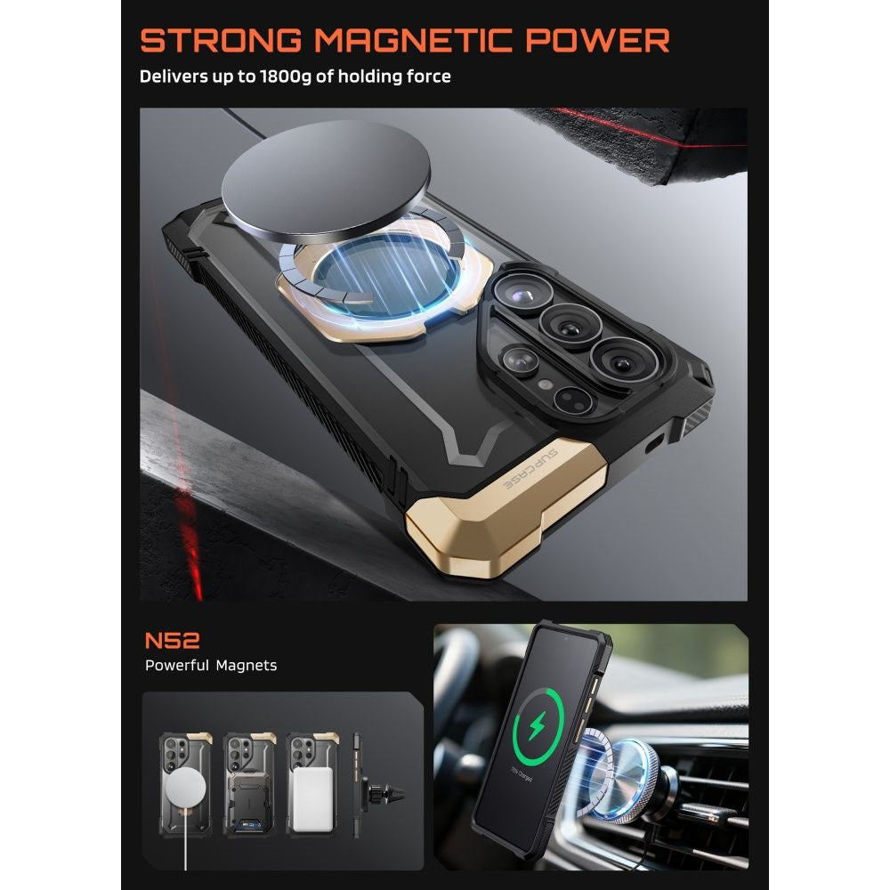 SUPCASE Samsung Galaxy S26 Ultra UB Grip Mag Cover m. Kickstand - MagSafe Kompatibel - Sort / Guld