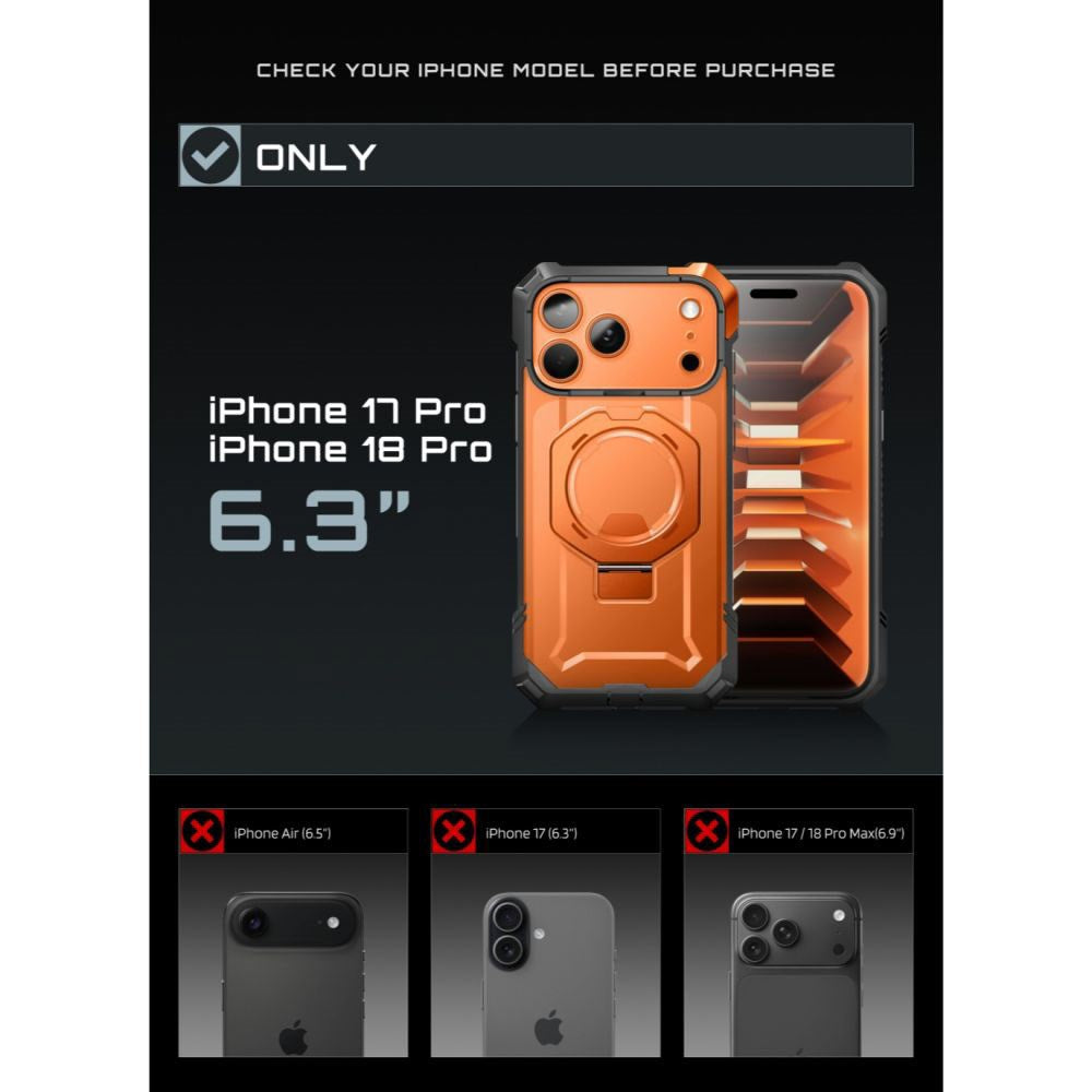 iPhone 18 Pro / 17 Pro Supcase UB Grip Mag Håndværker Cover - MagSafe Kompatibel - Orange