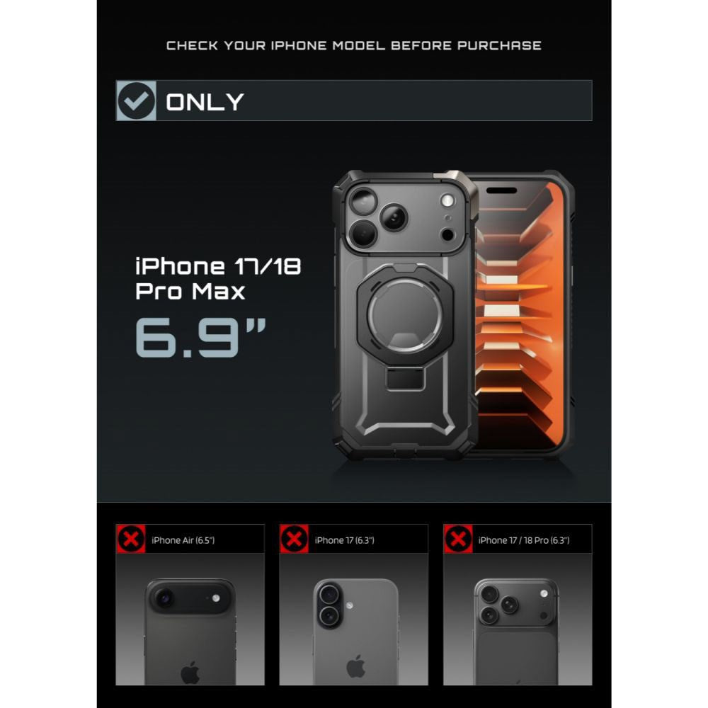 iPhone 18 Pro Max / 17 Pro Max Supcase UB Grip Mag Håndværker Cover - MagSafe Kompatibel - Sort