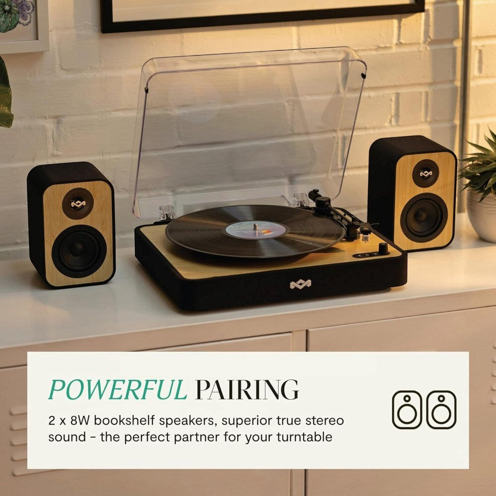House of Marley Uplift Bookshelf Bluetooth Højttaler Sæt - Sort / Lys Bambus