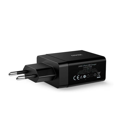 Anker Vægoplader 24W m. 2 x USB-A - Sort