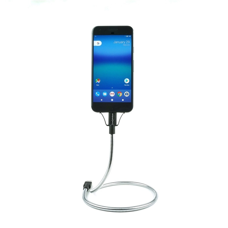Fuse Chicken Selvstående USB-C Kabel m. Mobilholdefunktion - inkl. 2 x Klips - 0.6m - Sølv