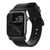 Nomad Apple Watch (42/44/SE/45/46/49mm) Modern Horween Band Rem - Black / Black Hardware