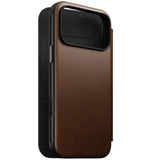 iPhone 18 Pro Nomad Modern Leather Folio Flip Cover - MagSafe Kompatibel - Brown