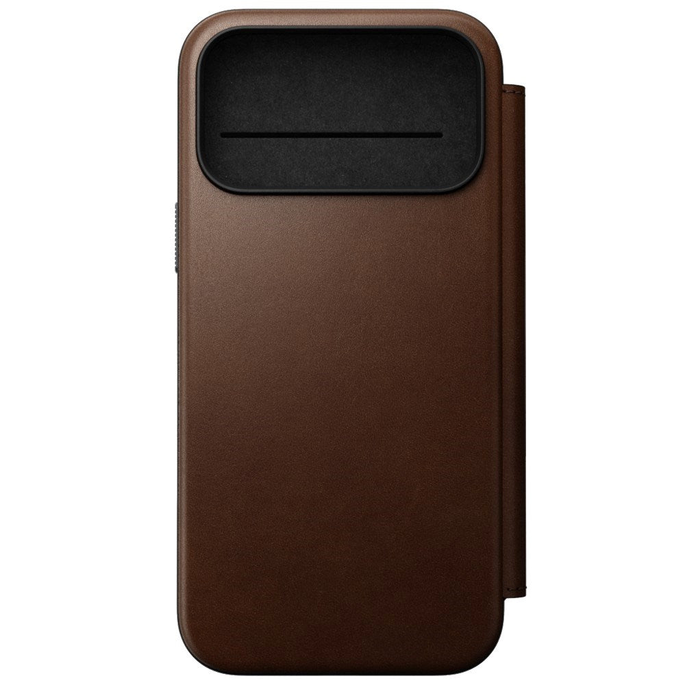 iPhone 18 Pro Nomad Modern Leather Folio Flip Cover - MagSafe Kompatibel - Brown