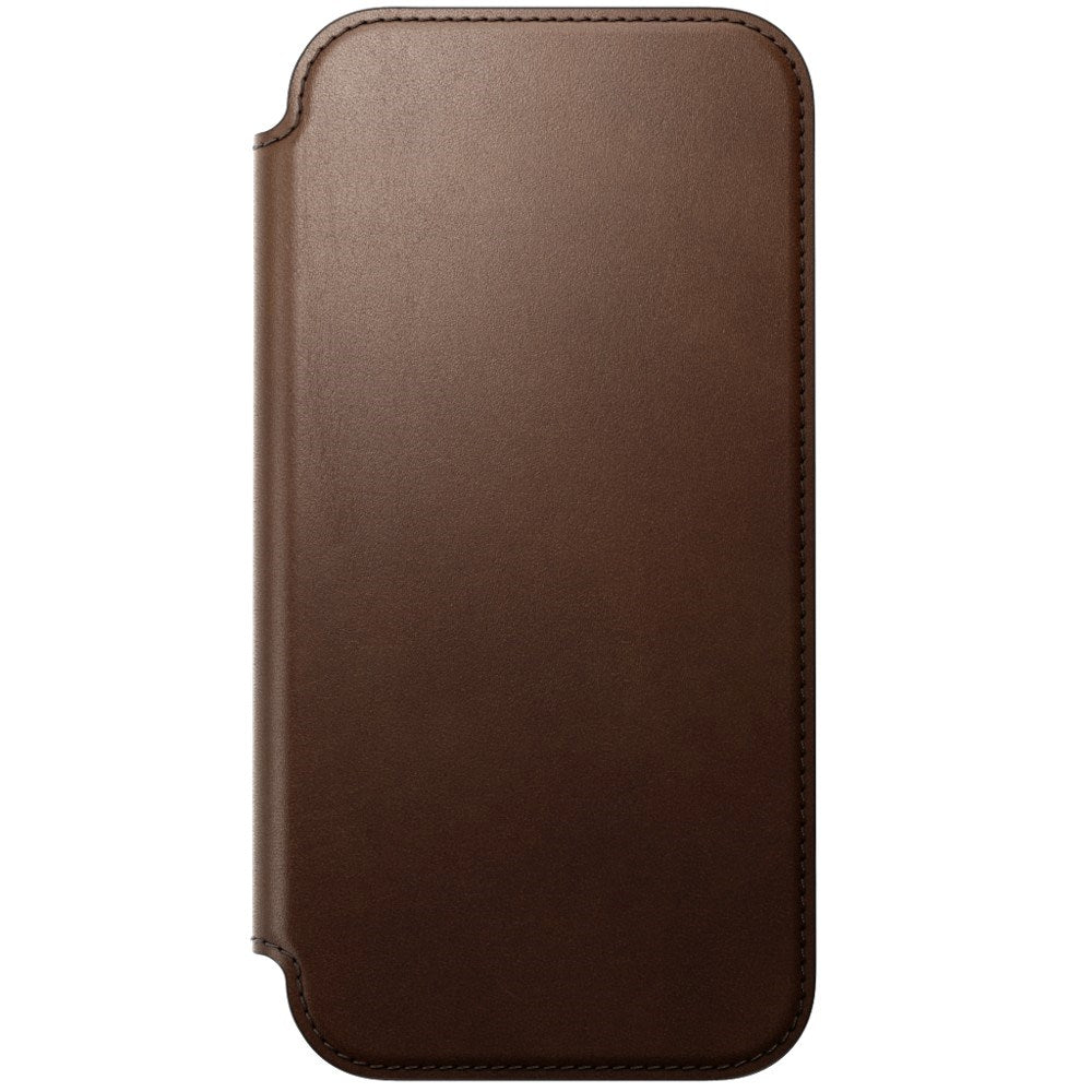 iPhone 18 Pro Nomad Modern Leather Folio Flip Cover - MagSafe Kompatibel - Brown