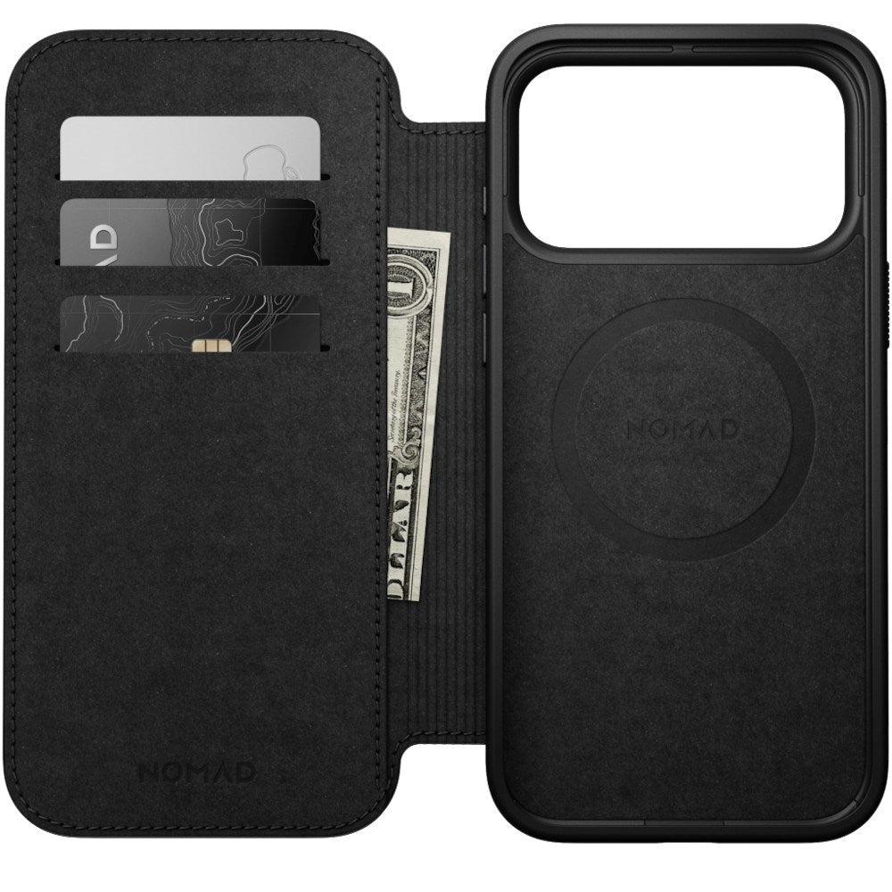 iPhone 18 Pro Nomad Modern Leather Folio Flip Cover - MagSafe Kompatibel - Brown