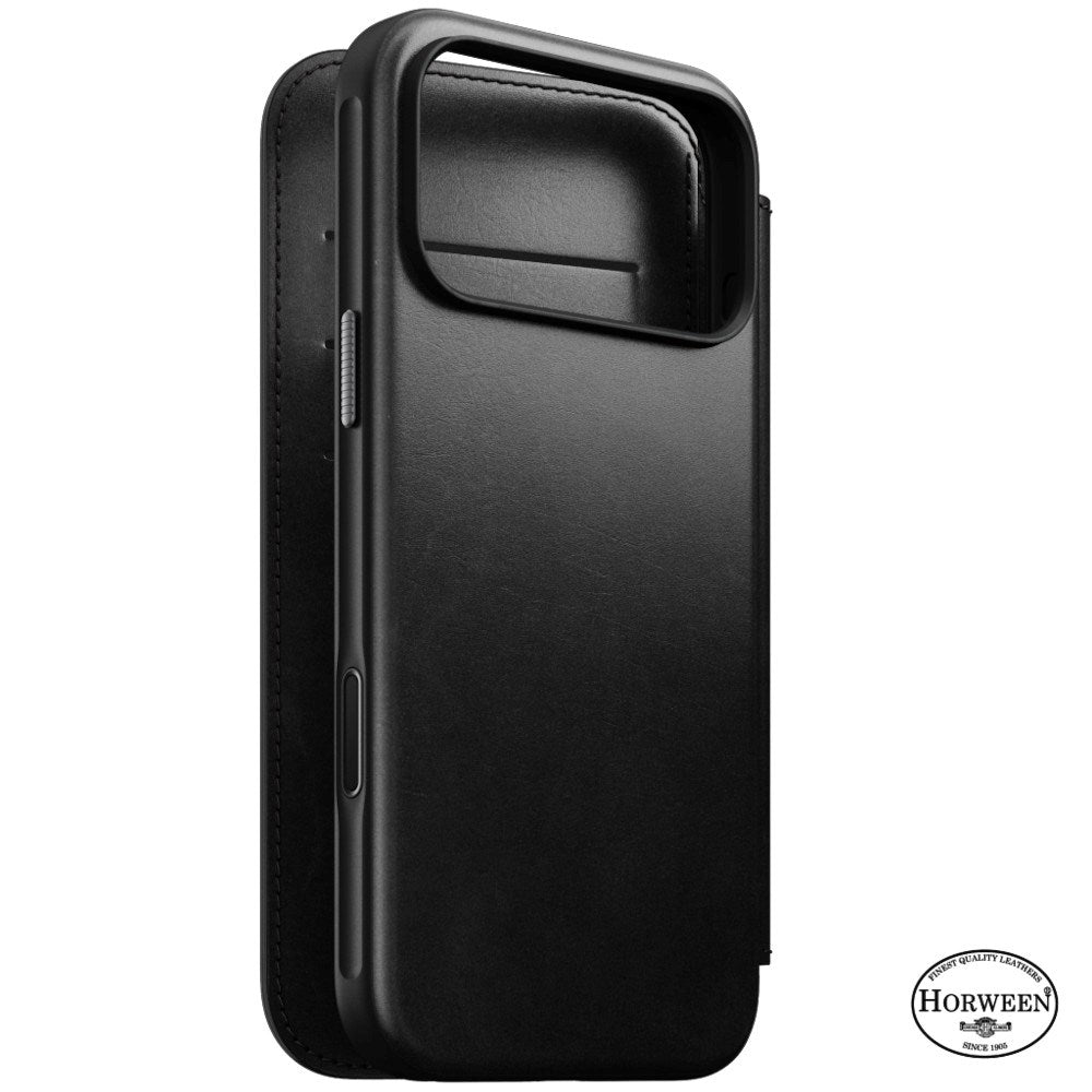iPhone 18 Pro Max Nomad Modern Horween Leather Folio Flip Cover - MagSafe Kompatibel - Black