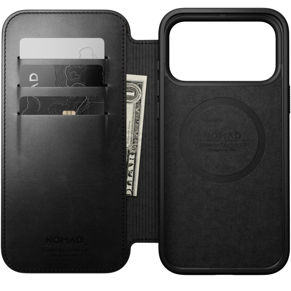 iPhone 18 Pro Nomad Modern Horween Leather Folio Flip Cover - MagSafe Kompatibel - Black