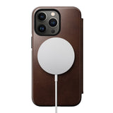 iPhone 13 Pro Nomad Modern Horween Leather Folio Cover - MagSafe Kompatibel - Brun