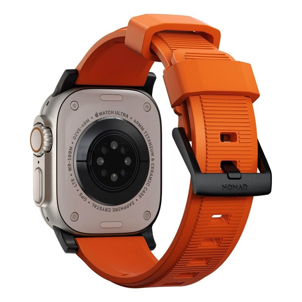 Nomad Apple Watch (42/44/SE/45/46/49mm) Rugged Band Rem - Ultra Orange / Black Hardware