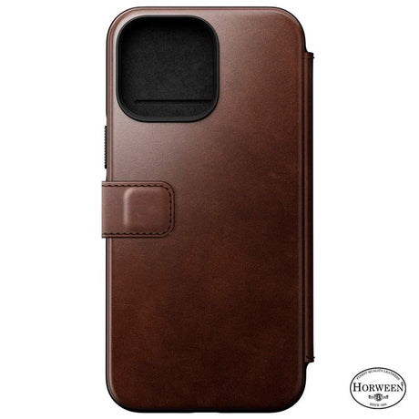 iPhone 14 Pro Max Nomad Modern Horween Leather Folio Cover - MagSafe Kompatibel - Brun