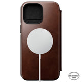 iPhone 14 Pro Max Nomad Modern Horween Leather Folio Cover - MagSafe Kompatibel - Brun