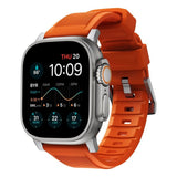 Nomad Apple Watch (42/44/SE/45/46/49mm) Rugged Band Rem - Ultra Orange / Silver Hardware