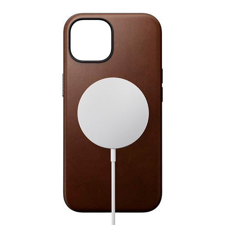 iPhone 15 Nomad Modern Leather Cover - MagSafe Kompatibel - Brun