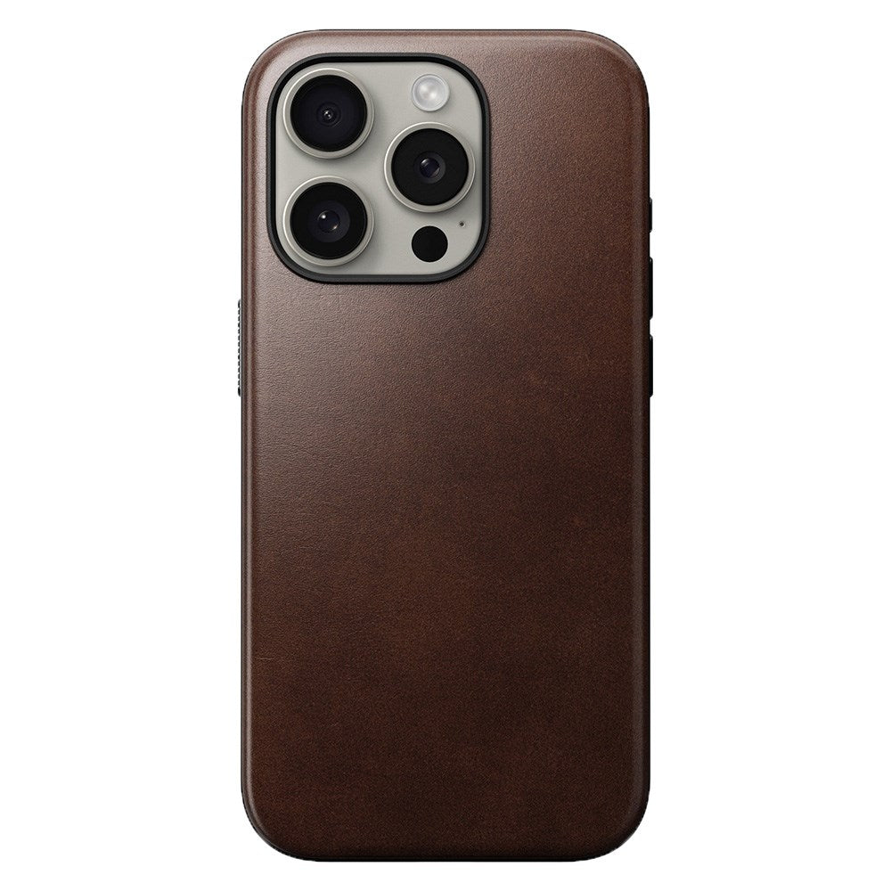 iPhone 15 Pro Modern Nomad Horween Leather Cover - MagSafe Kompatibel - Brun