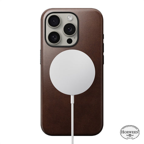 iPhone 15 Pro Modern Nomad Horween Leather Cover - MagSafe Kompatibel - Brun