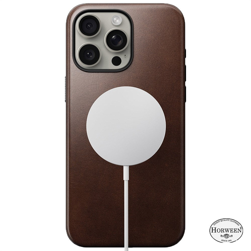 iPhone 15 Pro Max Modern Nomad Horween Leather Cover - MagSafe Kompatibel - Brun