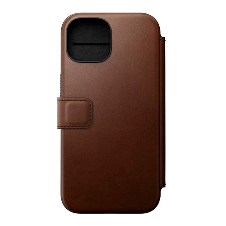 iPhone 15 Nomad Modern Leather Folio Cover - MagSafe Kompatibel - Brun