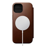 iPhone 15 Nomad Modern Leather Folio Cover - MagSafe Kompatibel - Brun