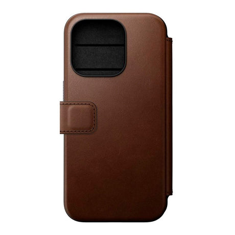 iPhone 15 Pro Nomad Modern Leather Folio Cover - MagSafe Kompatibel - Brun