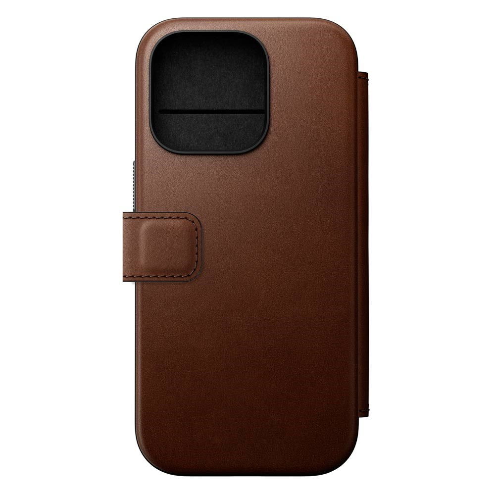 iPhone 16 Pro Nomad Modern Leather Folio Cover - MagSafe Kompatibel - Brun