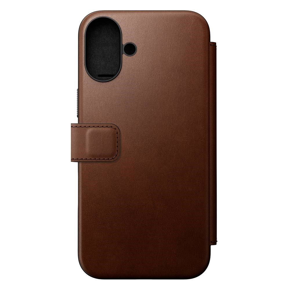 iPhone 16 Plus Nomad Modern Leather Folio Cover - MagSafe Kompatibel - Brun