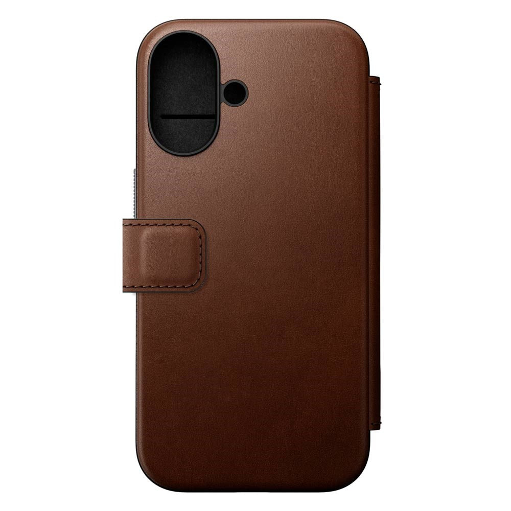 iPhone 16 Nomad Modern Leather Folio Cover - MagSafe Kompatibel - Brun