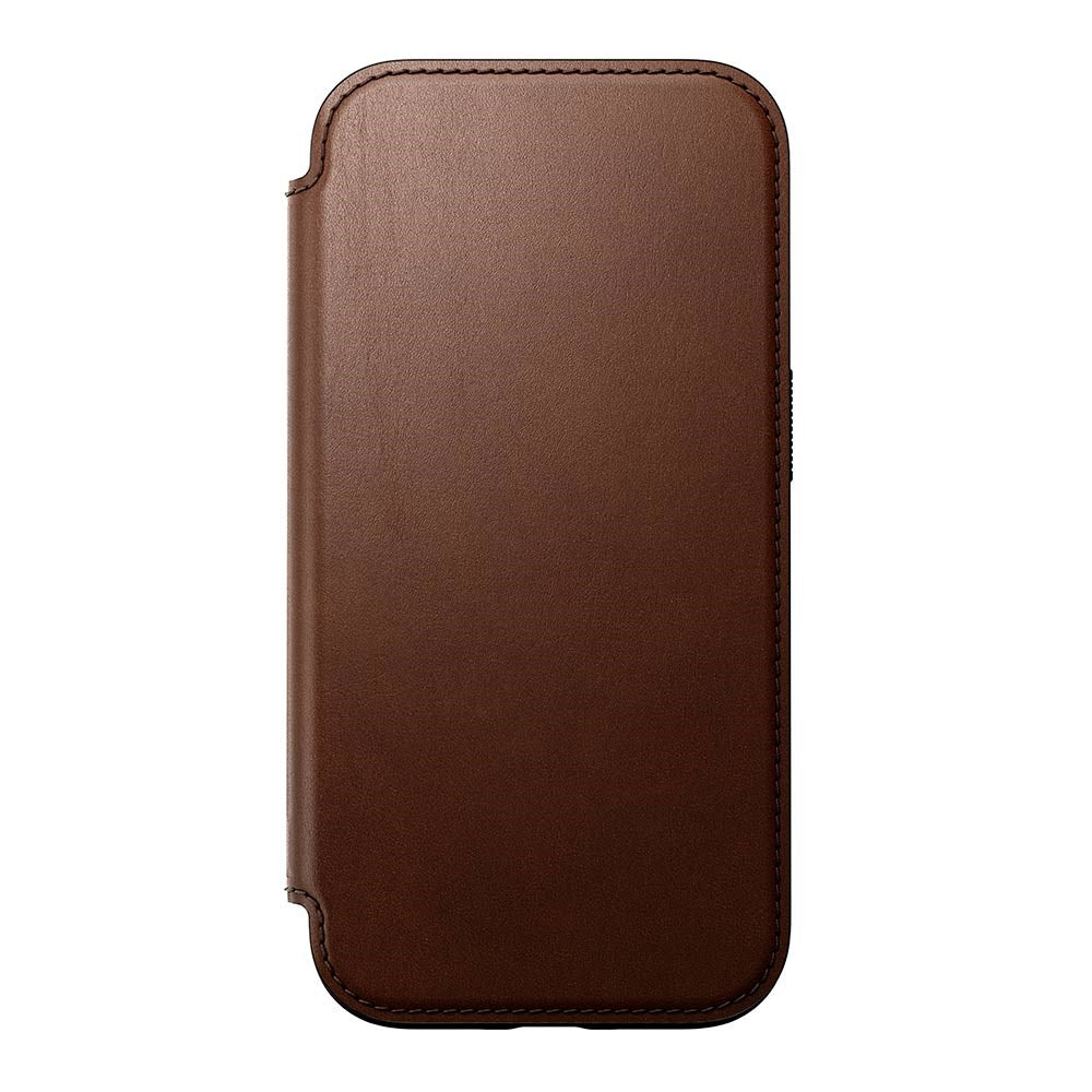 iPhone 16 Nomad Modern Leather Folio Cover - MagSafe Kompatibel - Brun