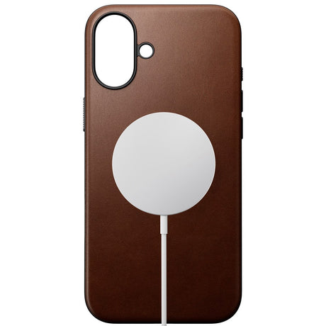 iPhone 16 Plus Nomad Modern Leather Cover - MagSafe Kompatibel - Brun