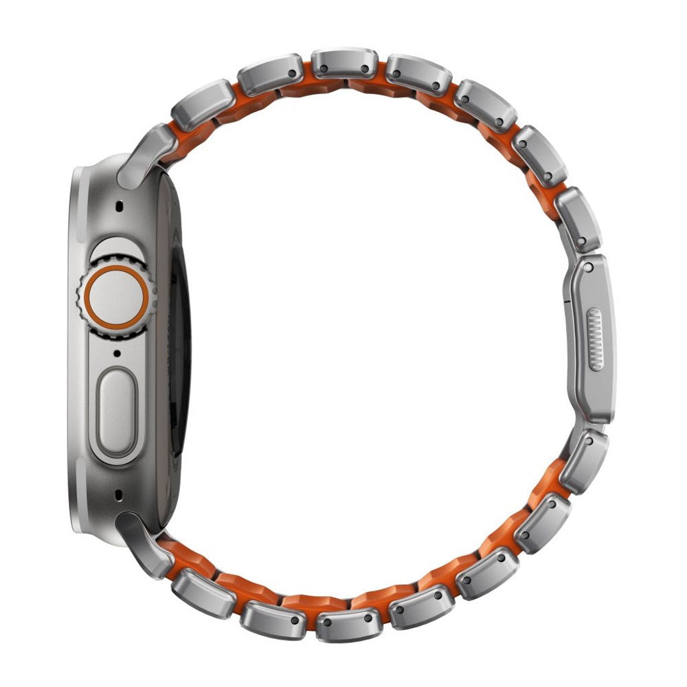 Nomad Apple Watch (42 / 44 / SE / 45 / 46 / 49mm) Stratos Rem - Natural Titanium - Ultra Orange