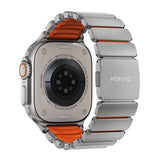 Nomad Apple Watch (42 / 44 / SE / 45 / 46 / 49mm) Stratos Rem - Natural Titanium - Ultra Orange