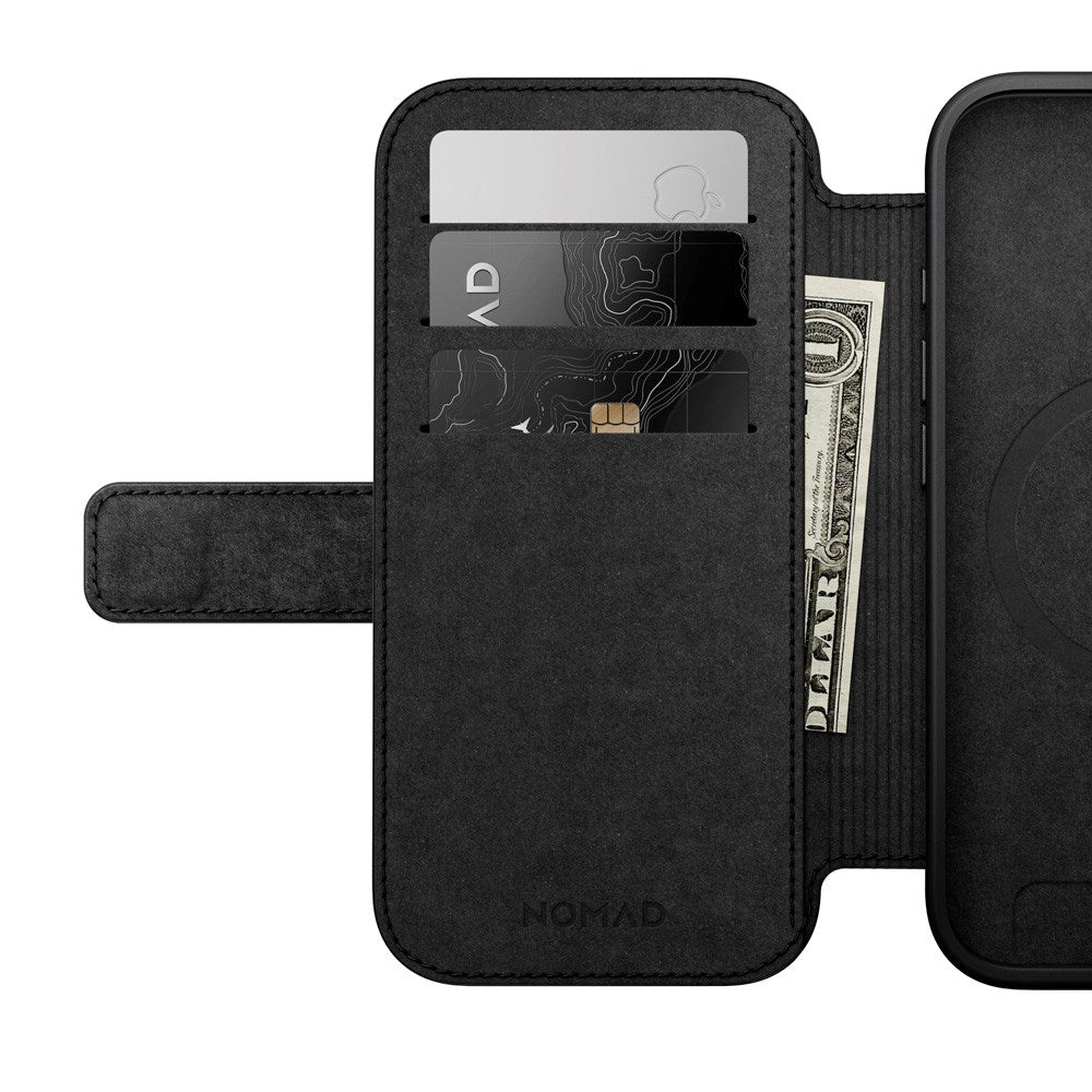 iPhone 17 - Nomad Modern Leather Folio Cover - MagSafe Kompatibel - Black